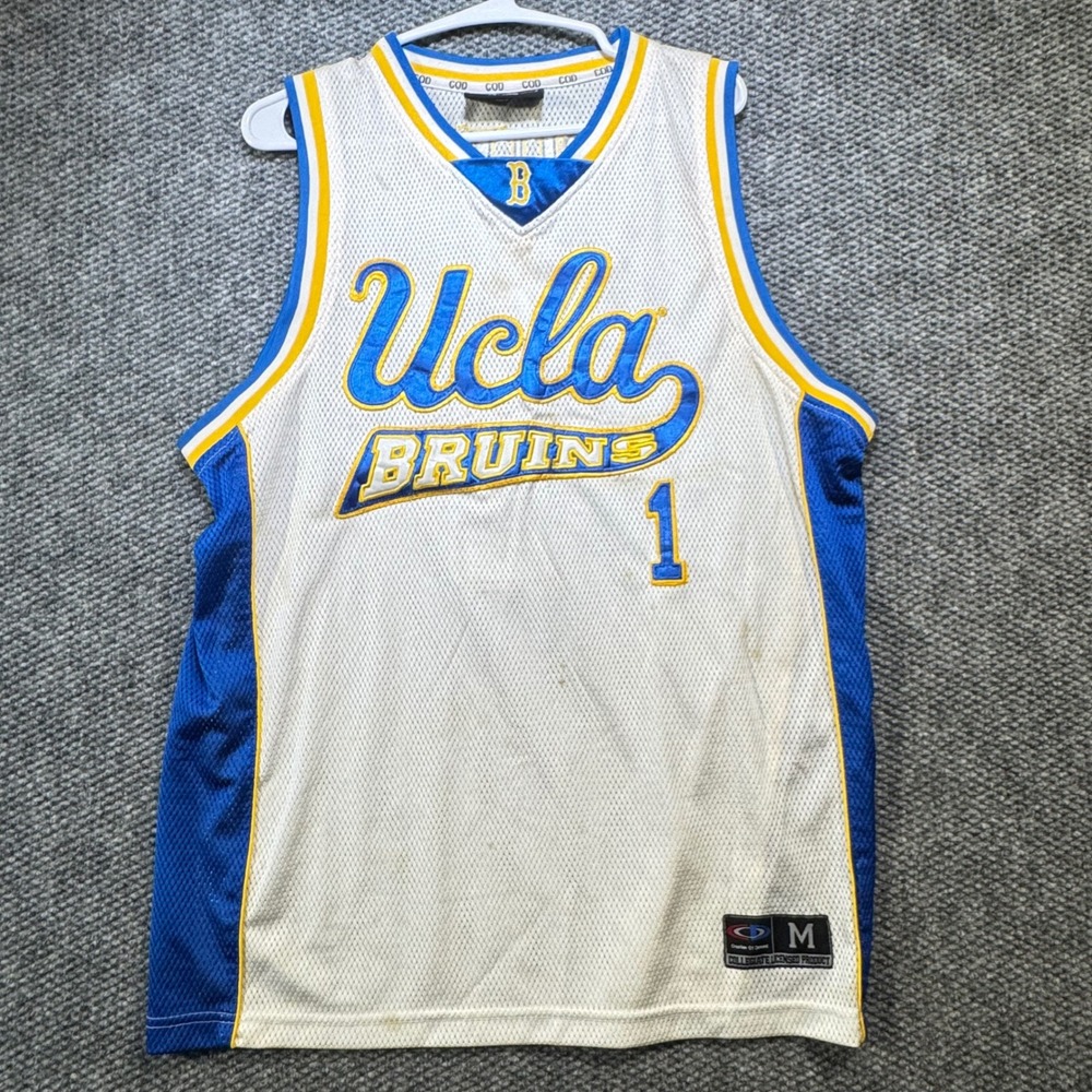 Creation Of Demand UCLA Bruins Basketball Jersey White Blue Gold Mens Medium #1